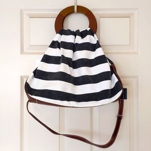 NWT. The Limited Large shoulder/crossbody bag with canvas, leather, stripes etc.